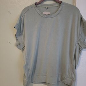 Lou & Grey Relaxed Short-Sleeve Sweatshirt - Sage Green